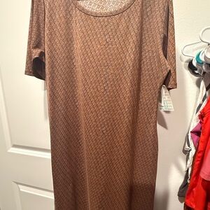 LuLaRoe Brown Patterned Midi Dress